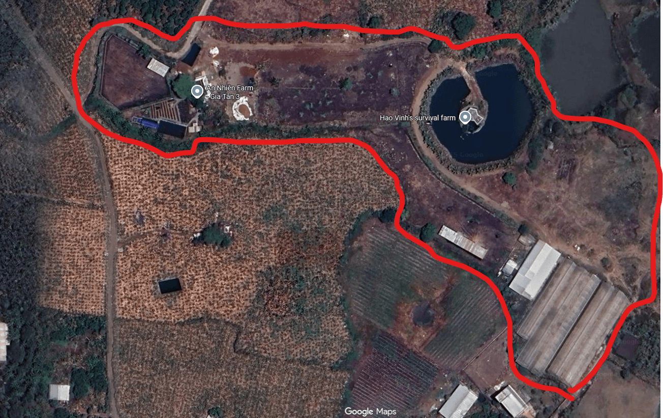 Hình ảnh vệ tinh Google Maps - Tổng quan khu vực An Nhiên Farm