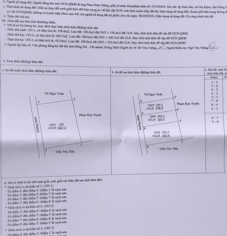 Sơ đồ tách thửa chi tiết - Bida Thiên Long